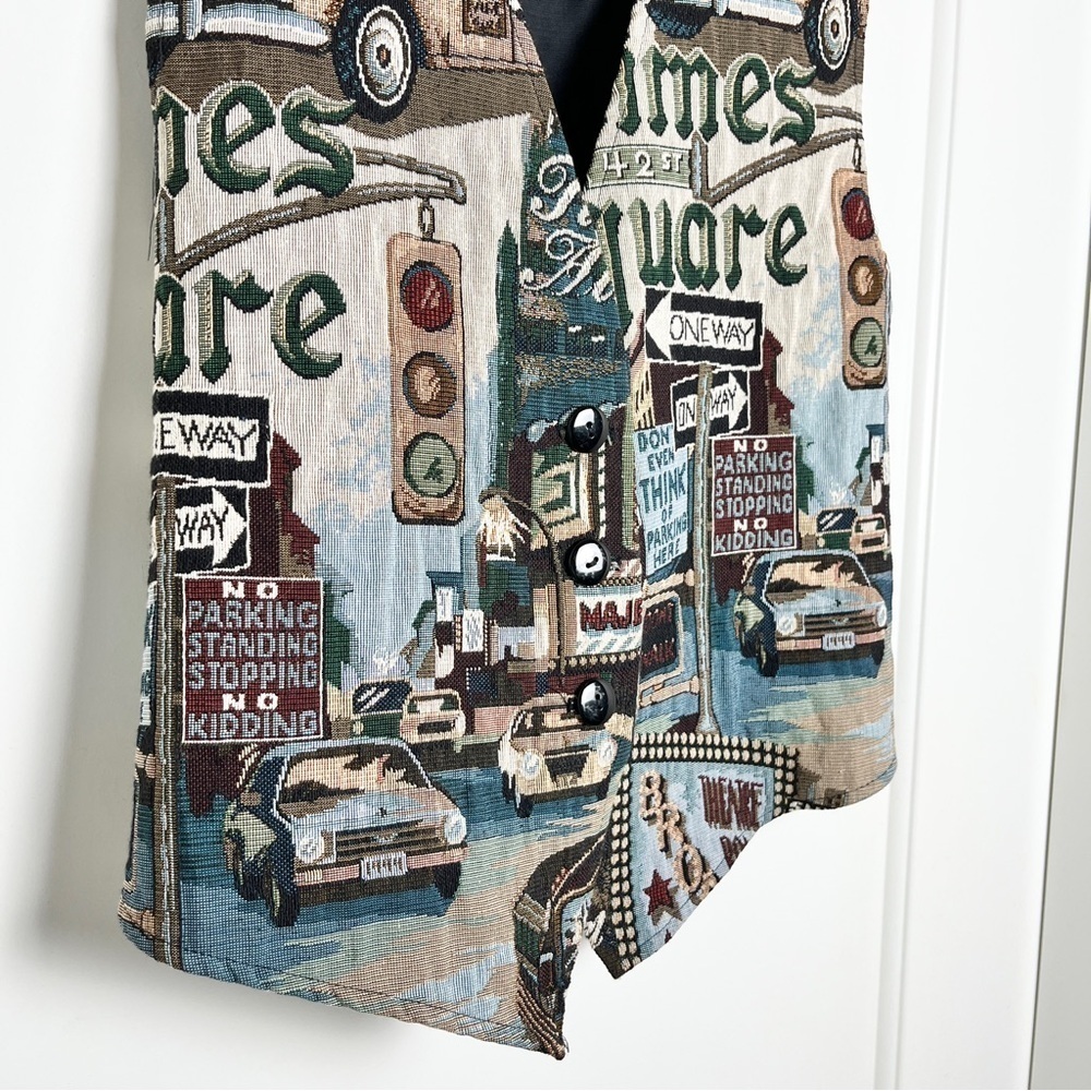 Vintage Facets by Mirrors City Street Life Tapestry Adjustable Vest - Size Large - Picture 7 of 16